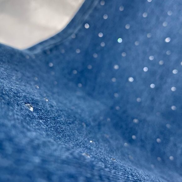 Jack High Rise Ankle Straight Leg Rhinestone Embellished Blue Jeans Size 32 - Picture 6 of 13